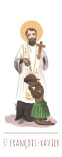 Saint Francois xavier illustration au format signet avec vie du saint au verso